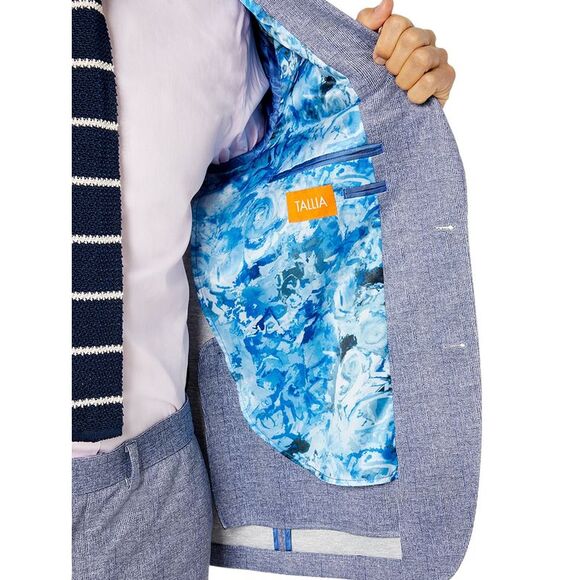 Tallia Mens Slim-Fit Plaid Knit Suit Jacket 44 Regular Blue - NWT $425 - Picture 4 of 5